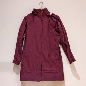 REI 3/4 Length Waterproof Rain Jacket Women's Medium, Maroon / Burgundy
